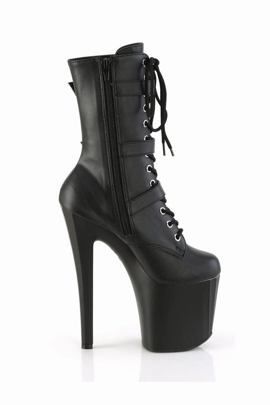 ENCHANT-1043 Black Faux Leather Ankle Boot