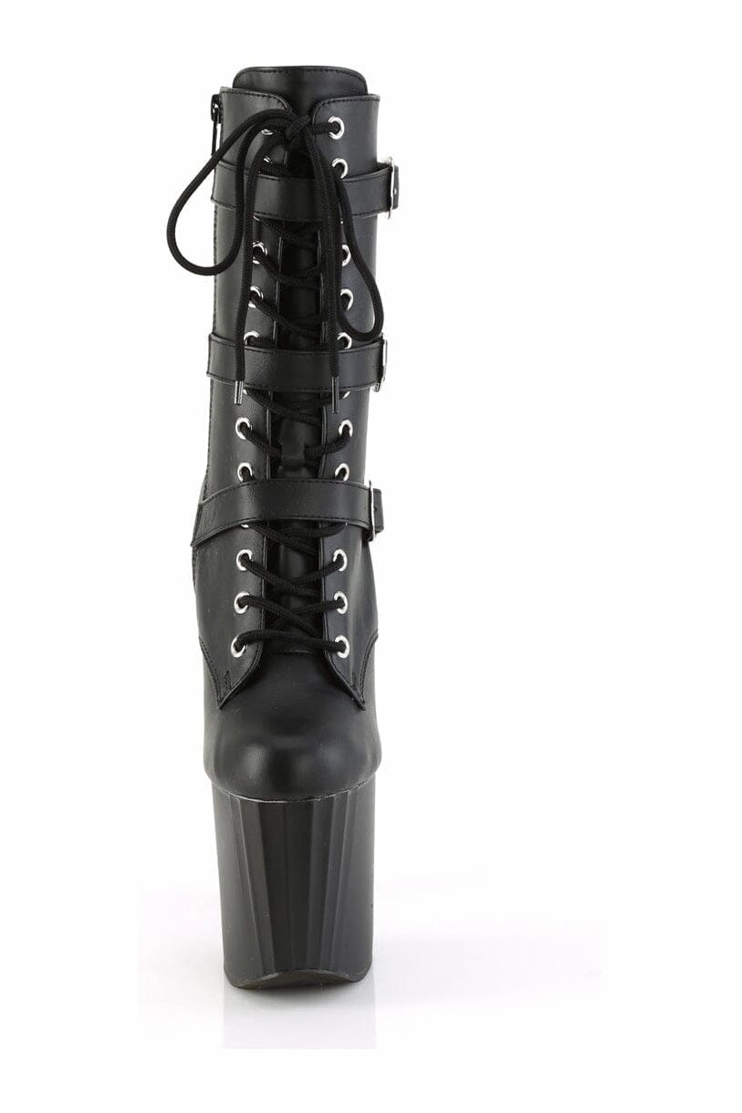 ENCHANT-1043 Black Faux Leather Ankle Boot