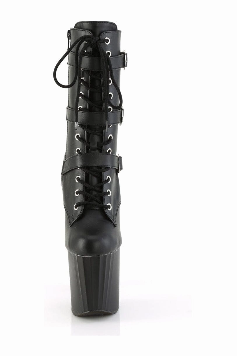 ENCHANT-1043 Black Faux Leather Ankle Boot