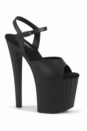 ENCHANT-709 Black Faux Leather Sandal
