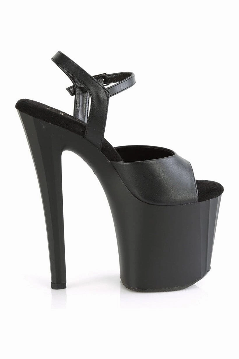 ENCHANT-709 Black Faux Leather Sandal
