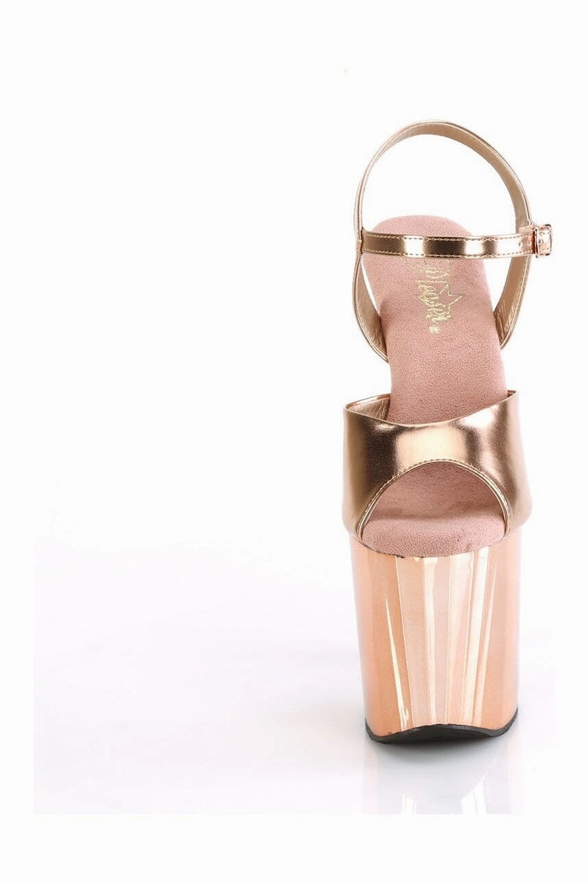 ENCHANT-709 Rose Gold Metallic Faux Leather Sandal