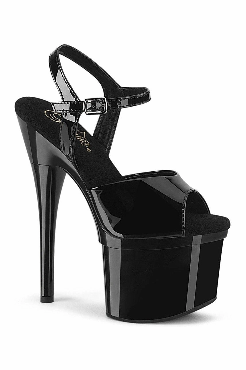 ESTEEM-709 Exotic Sandal | Black Patent