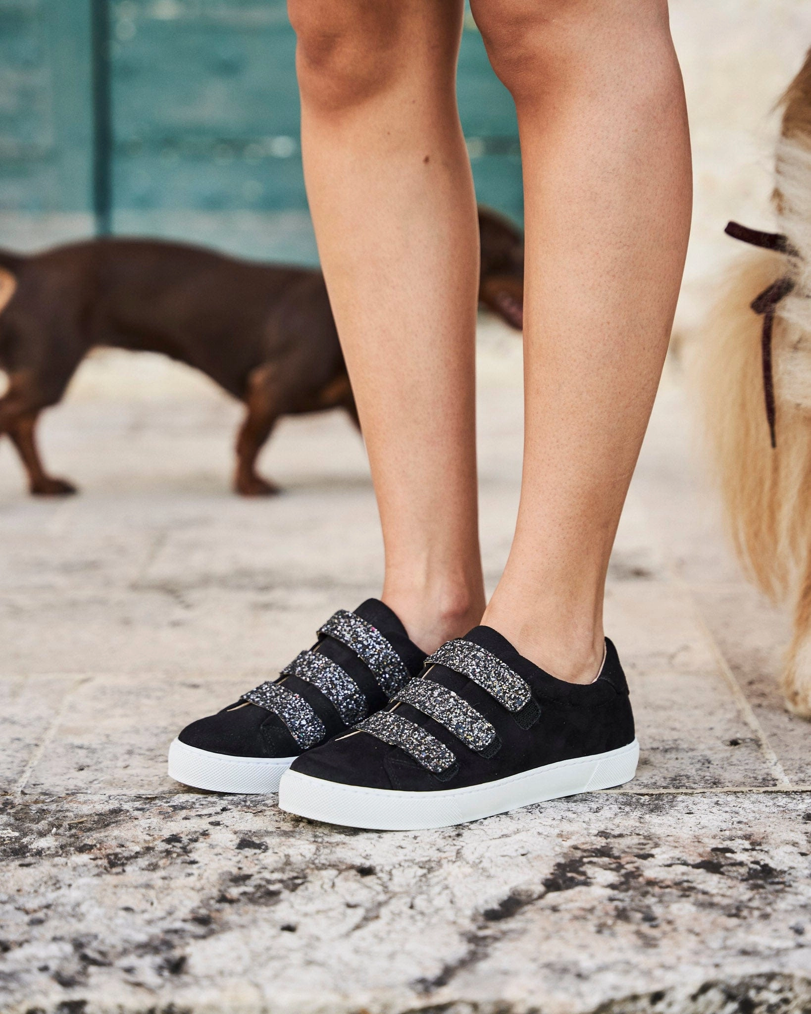 Farandole Recycled Vegan Suede Sneakers | Black