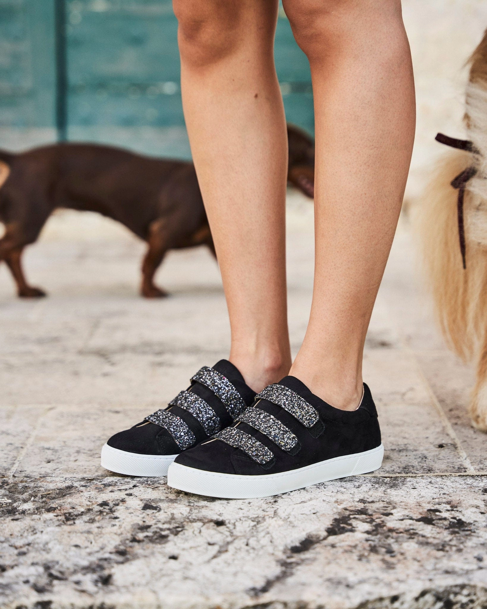Farandole Recycled Vegan Suede Sneakers | Black