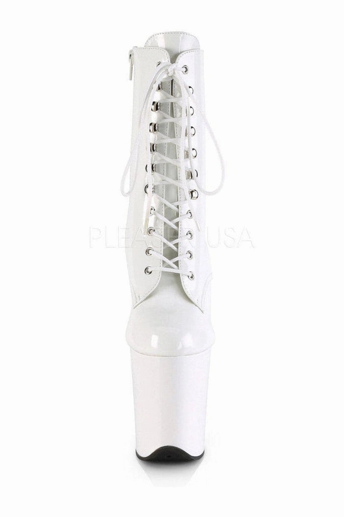 FLAMINGO-1020 Platform Ankle Boot | White Patent