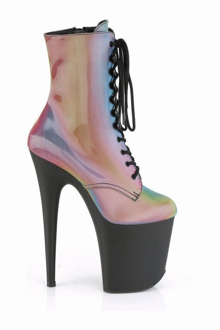 FLAMINGO-1020REFL Exotic Platform Boot | Black Faux Leather