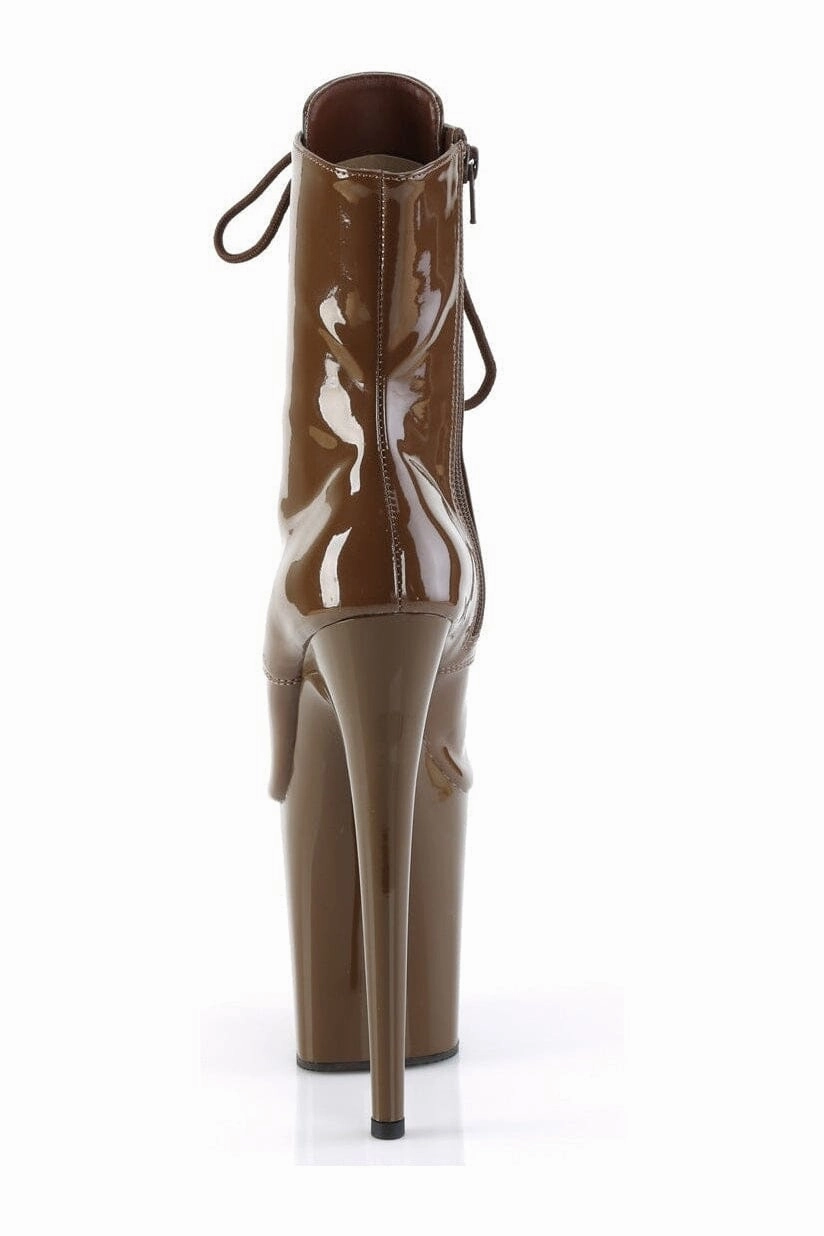 FLAMINGO-1021 Brown Patent Ankle Boot
