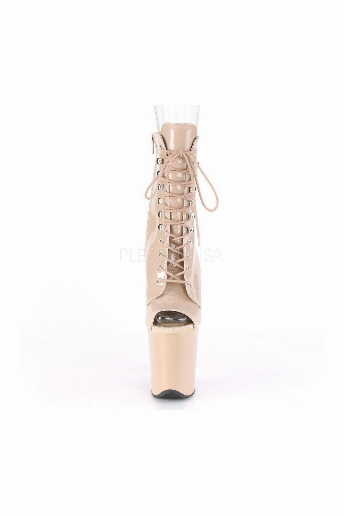 FLAMINGO-1021 Exotic Platform Sandal | Nude Patent
