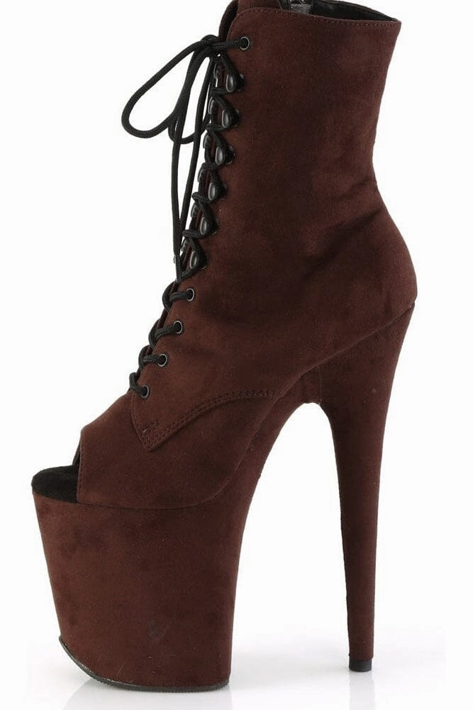 FLAMINGO-1021FS Brown Faux Suede Ankle Boot