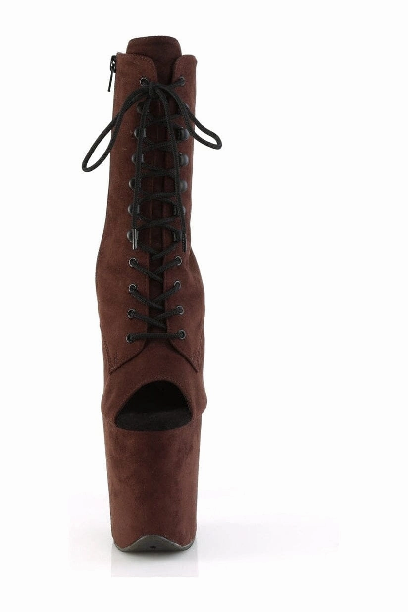FLAMINGO-1021FS Brown Faux Suede Ankle Boot