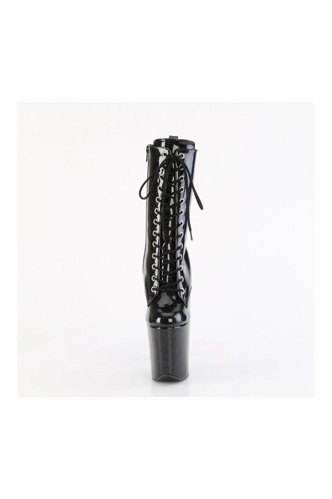 FLAMINGO-1040GP Black Glitter Patent Ankle Boot