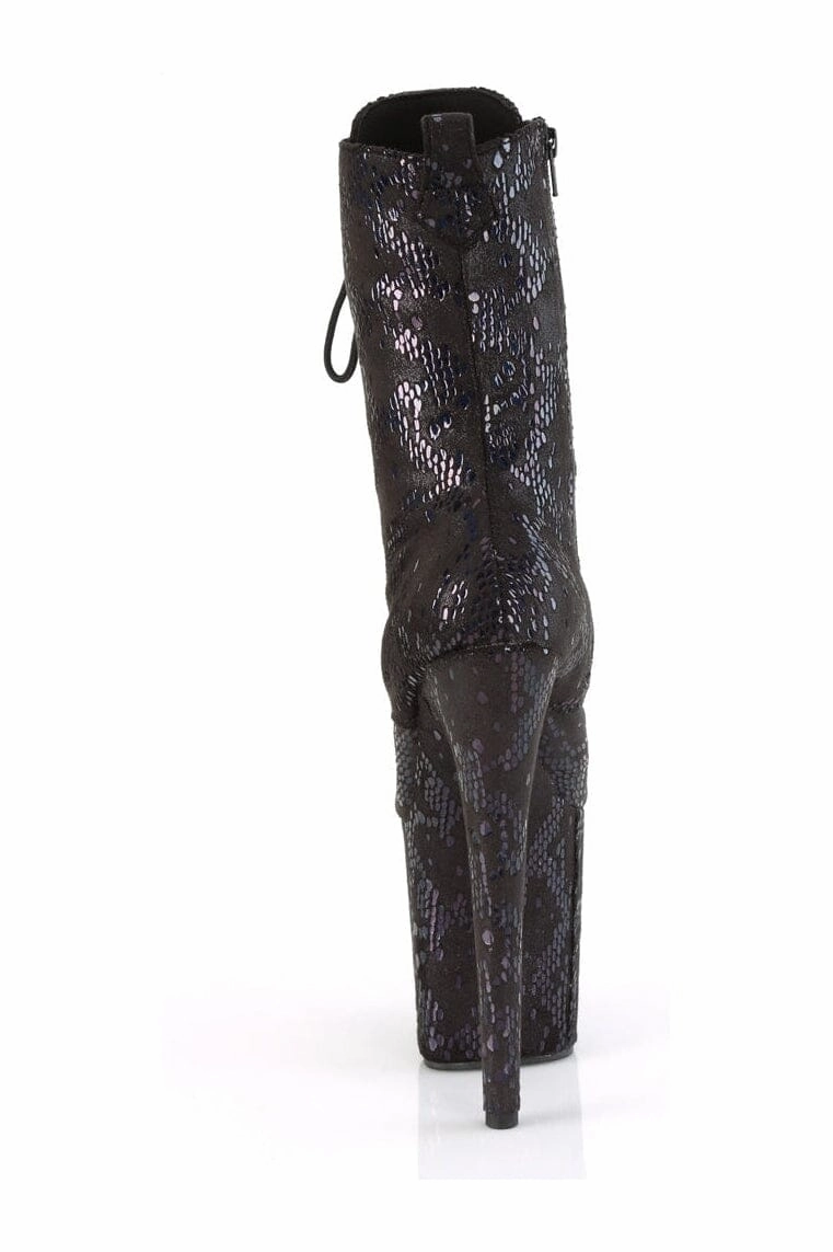 FLAMINGO-1040SPF Black Faux Snake Ankle Boot