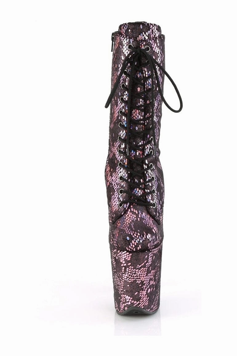 FLAMINGO-1040SPF Pink Faux Snake Ankle Boot
