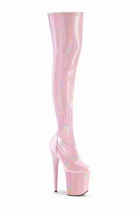 FLAMINGO-3000HWR Pink Hologram Thigh Boot