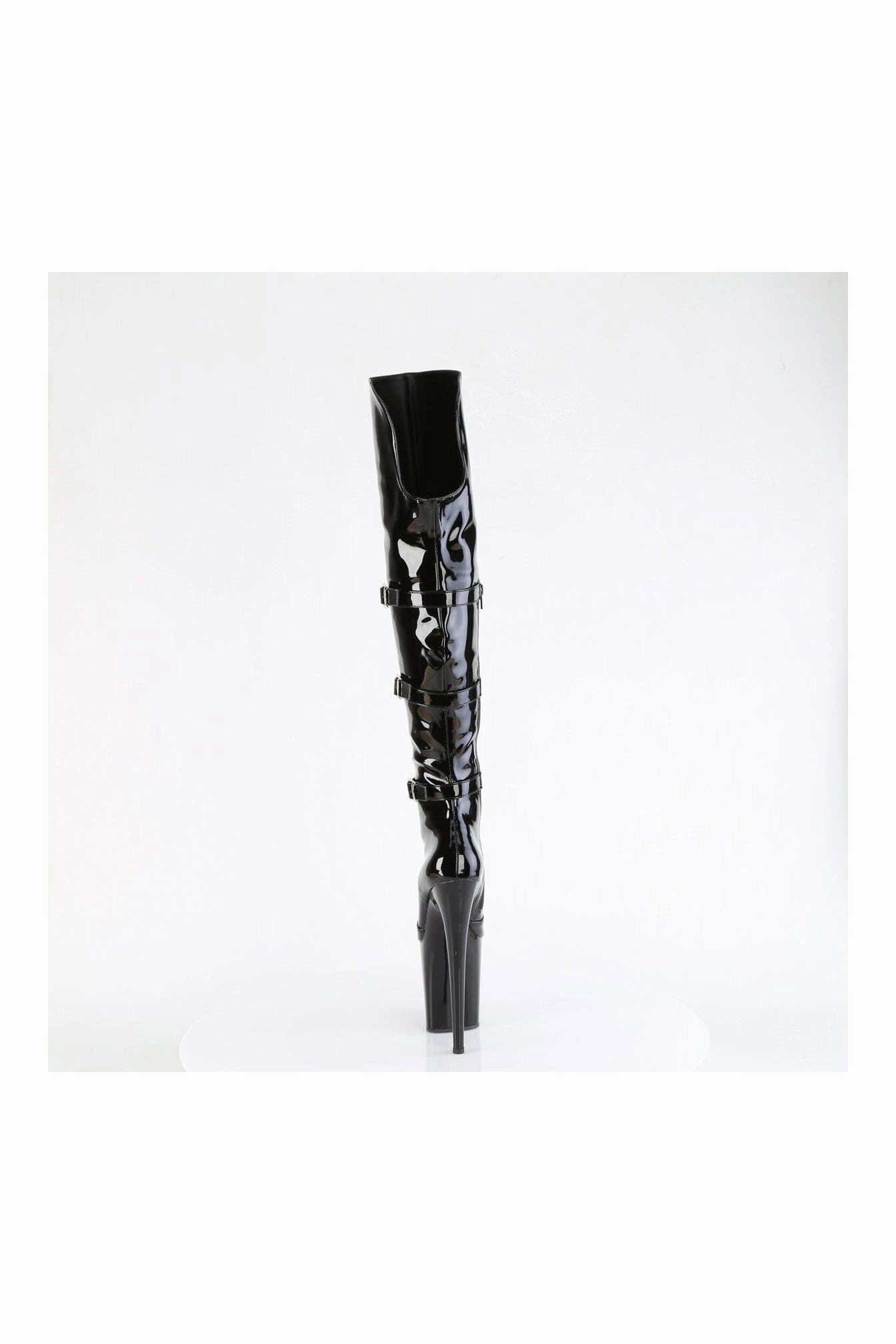 FLAMINGO-3018 Black Patent Thigh Boot