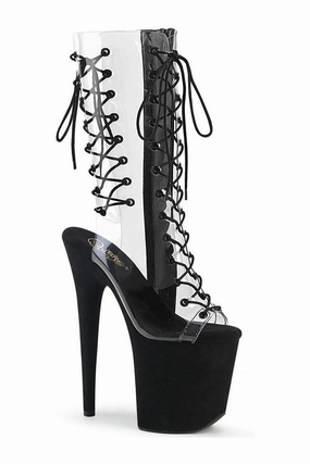 FLAMINGO-800-60FS Exotic Knee Boot | Clear Vinyl
