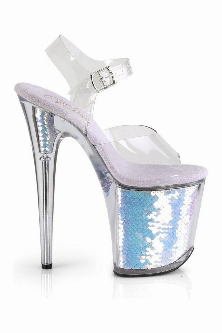 FLAMINGO-808MC Exotic Platform Sandal | Clear Vinyl