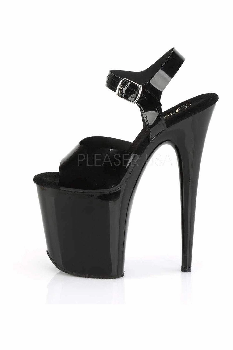 FLAMINGO-808N Platform Sandal | Black Faux Leather
