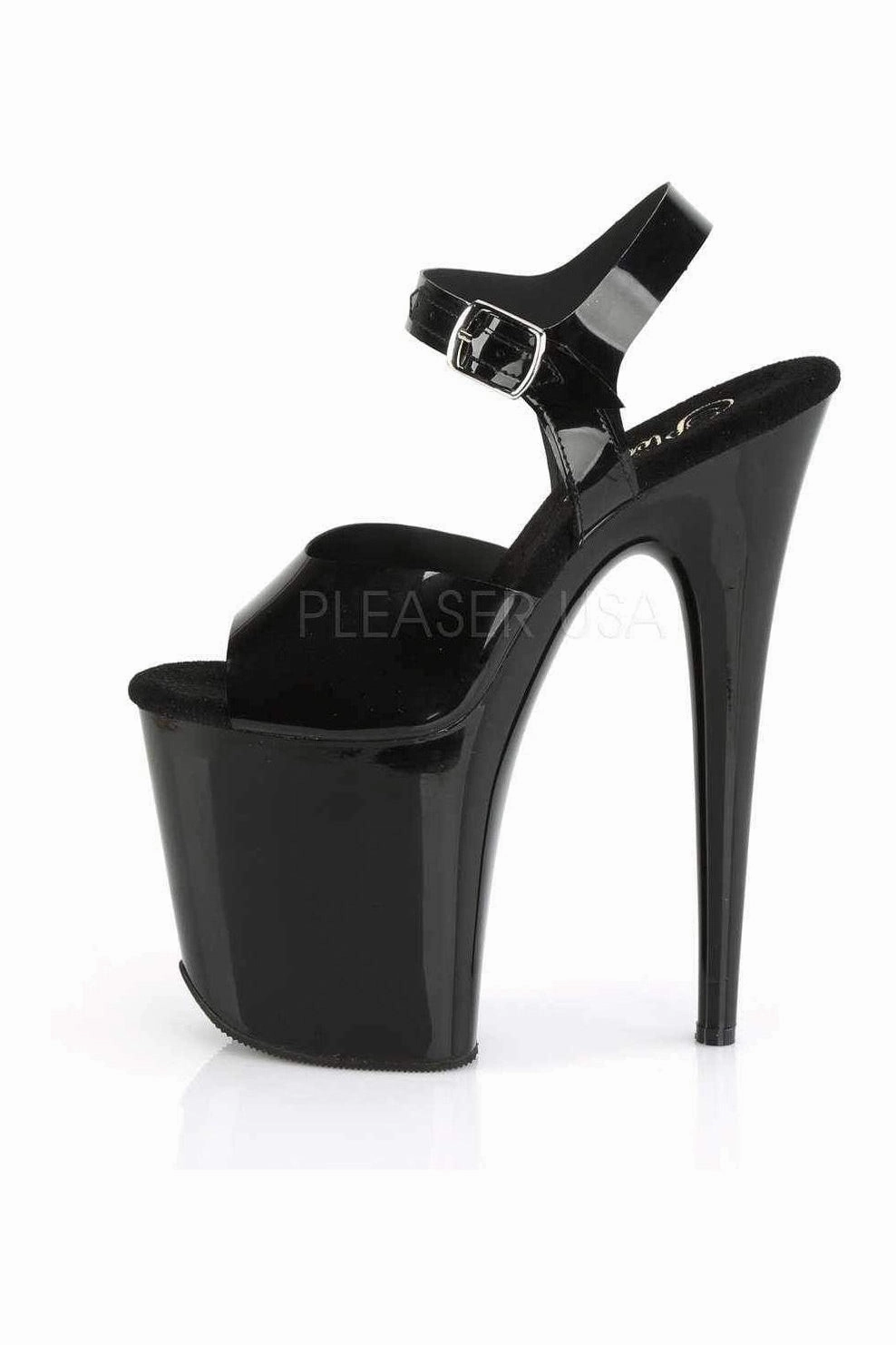 FLAMINGO-808N Platform Sandal | Black Faux Leather
