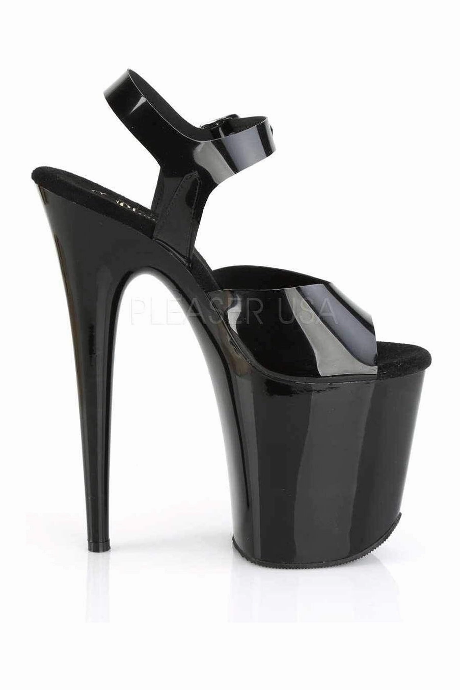 FLAMINGO-808N Platform Sandal | Black Faux Leather