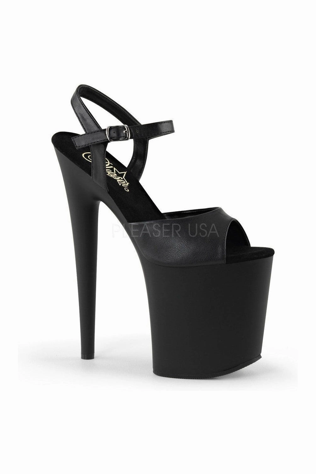 FLAMINGO-809 Platform Sandal  | Black Faux Leather