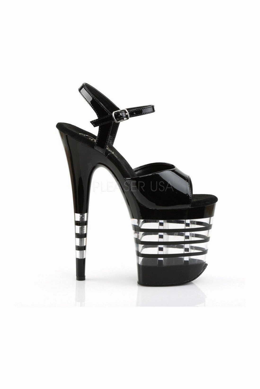 FLAMINGO-809LN Platform Sandal  | Black Patent