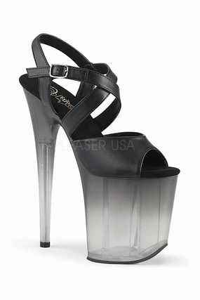 FLAMINGO-822T Exotic Platform Sandal | Black Faux Leather
