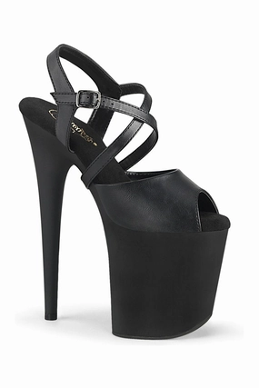 FLAMINGO-824 Exotic Sandal | Black Faux Leather