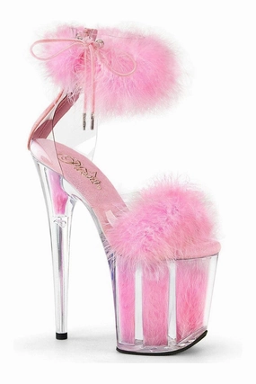 FLAMINGO-824F Clear Marabou Sandal