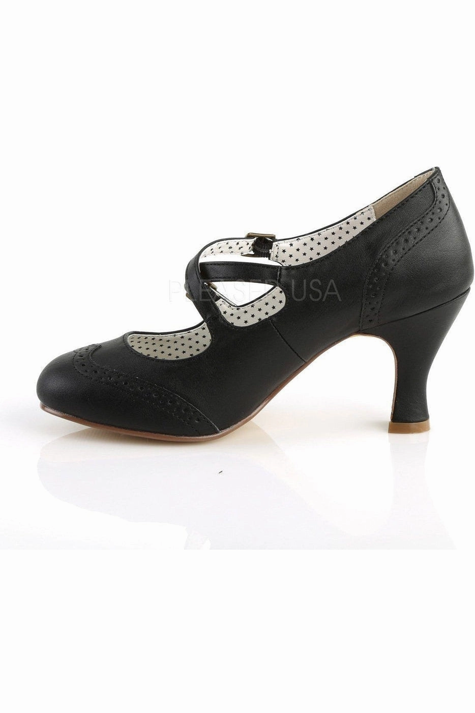 FLAPPER-35 Pump  | Black Faux Leather