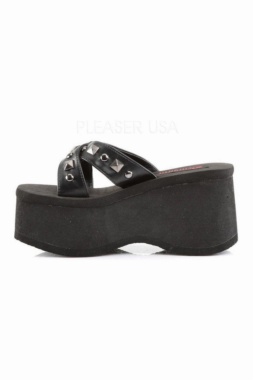 FUNN-29 Sandal | Black Faux Leather