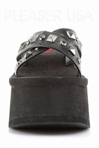 FUNN-29 Sandal | Black Faux Leather