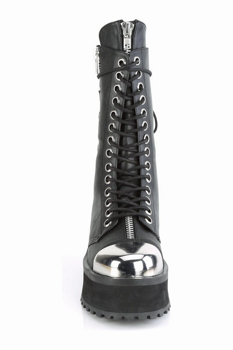 GRAVEDIGGER-14 Black Vegan Leather Knee Boot