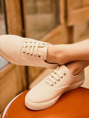 Heart Recycled Cotton Vegan Lightweight Sneakers | Ecru