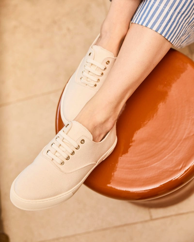 Heart Recycled Cotton Vegan Lightweight Sneakers | Ecru