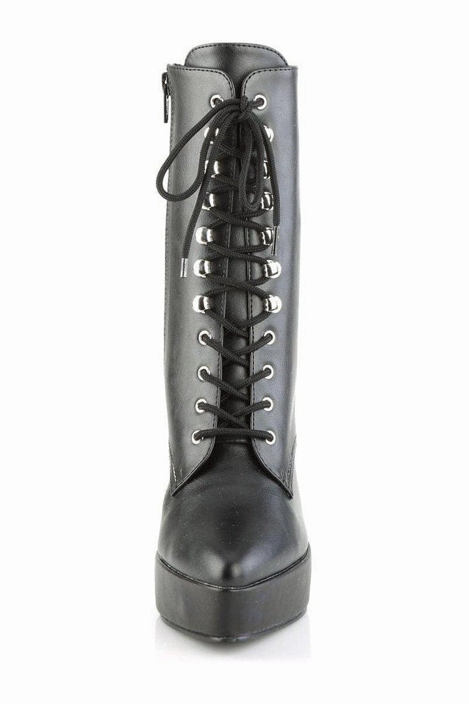 INDULGE-1020 Ankle Boot | Black Faux Leather