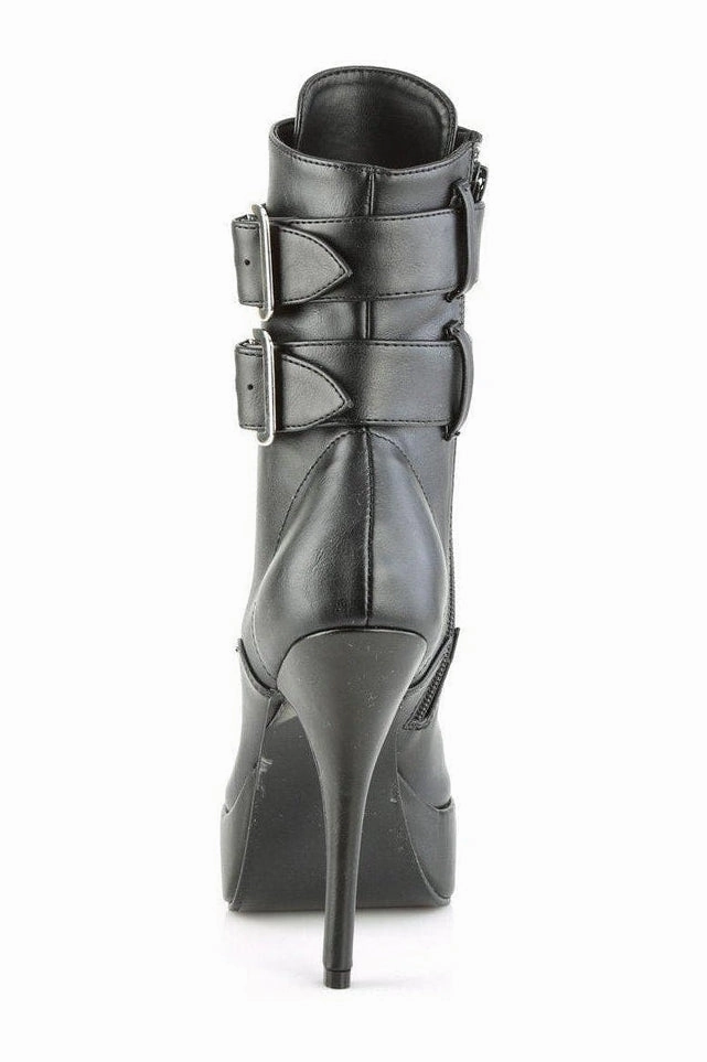 INDULGE-1026 Ankle Boot | Black Faux Leather