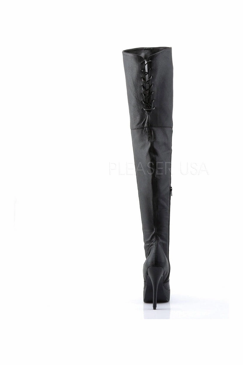 INDULGE-3011 Thigh Boot | Black Genuine Leather
