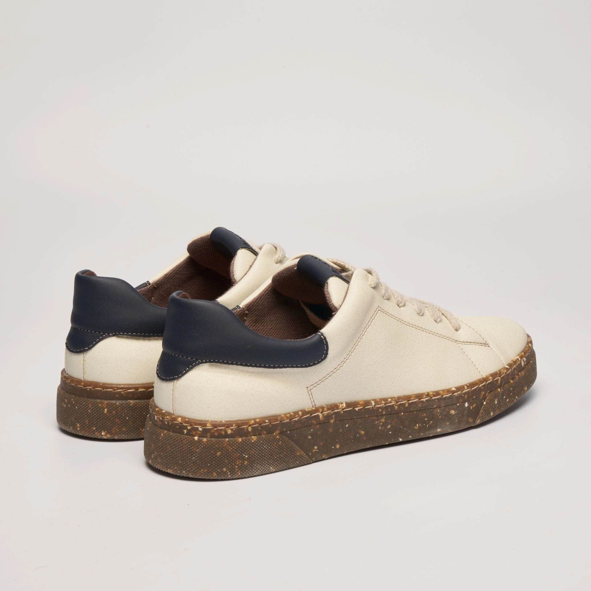 Jacob Men's Apple Leather Vegan Sneakers | Beige & Navy Blue