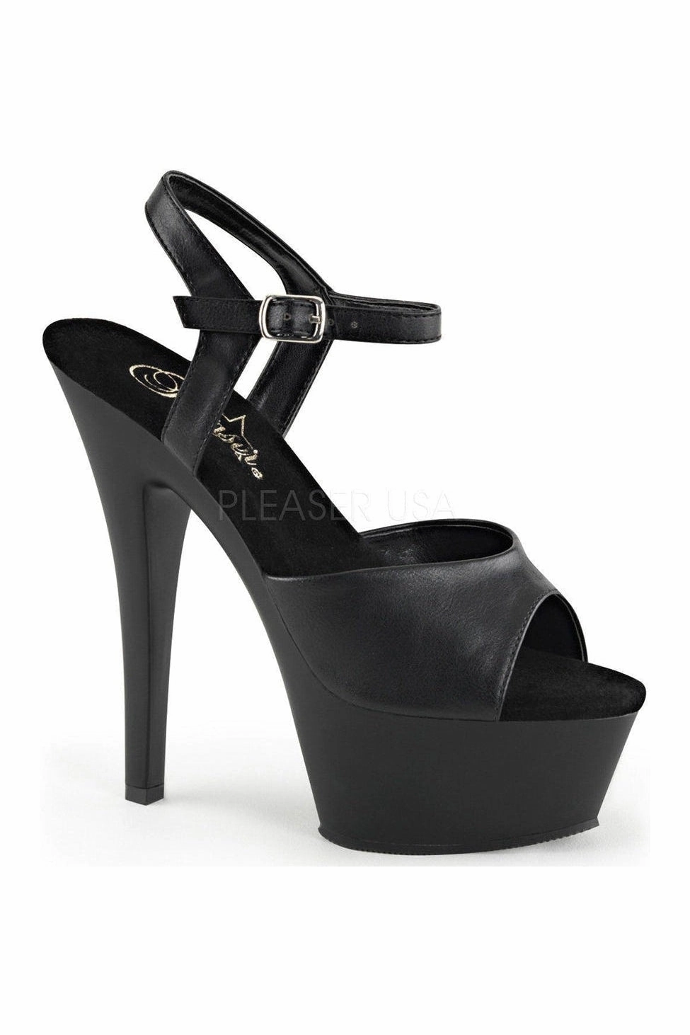 KISS-209 Platform Sandal | Black Faux Leather