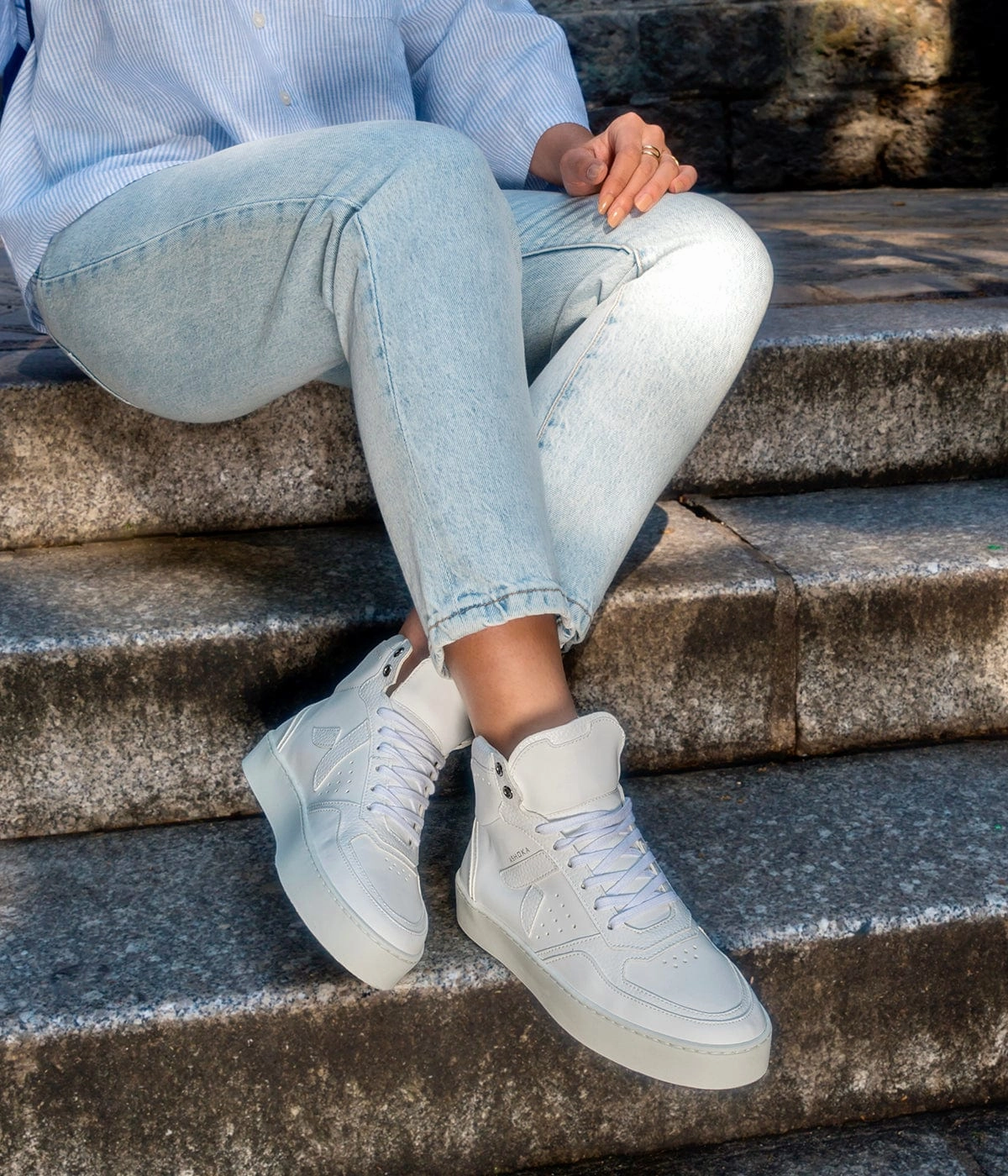 Mateo Unisex Biosourced & Recycled High-Top Sneakers | White