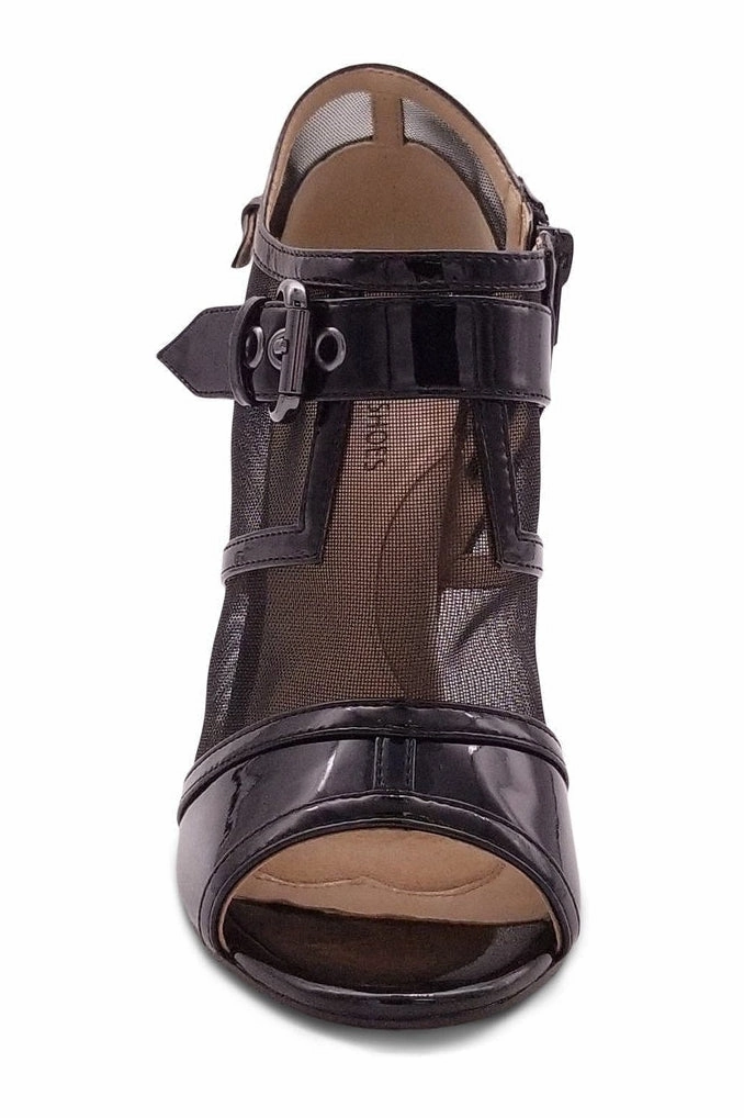 Mesh Open Toe Stiletto Bootie with Buckle