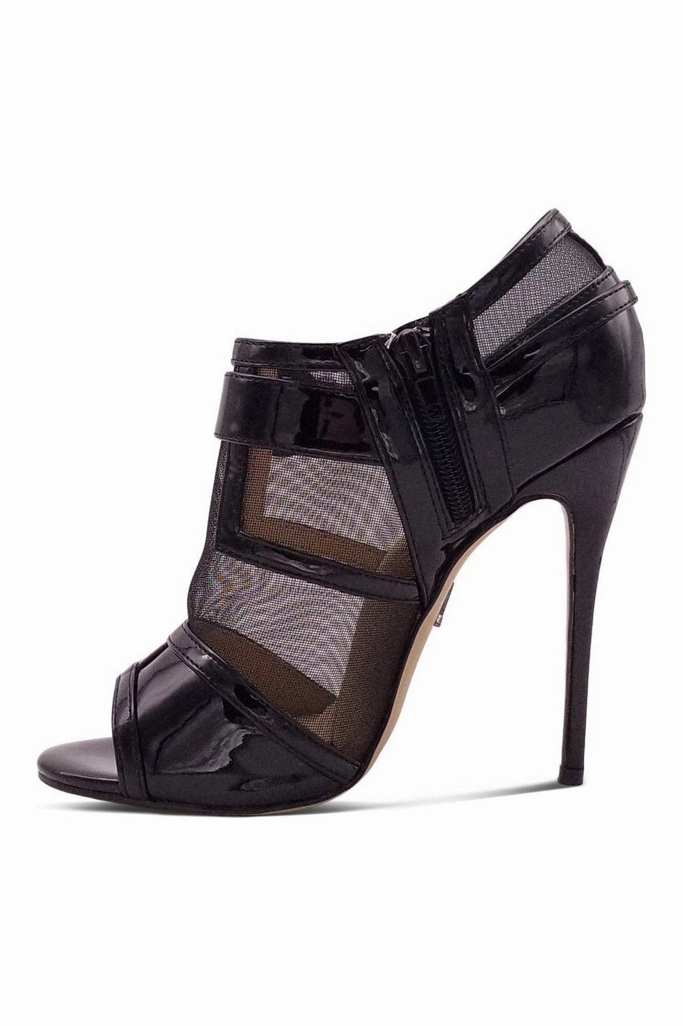 Mesh Open Toe Stiletto Bootie with Buckle