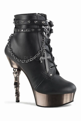 MUERTO-1001 Demonia Ankle Boot | Black Faux Leather