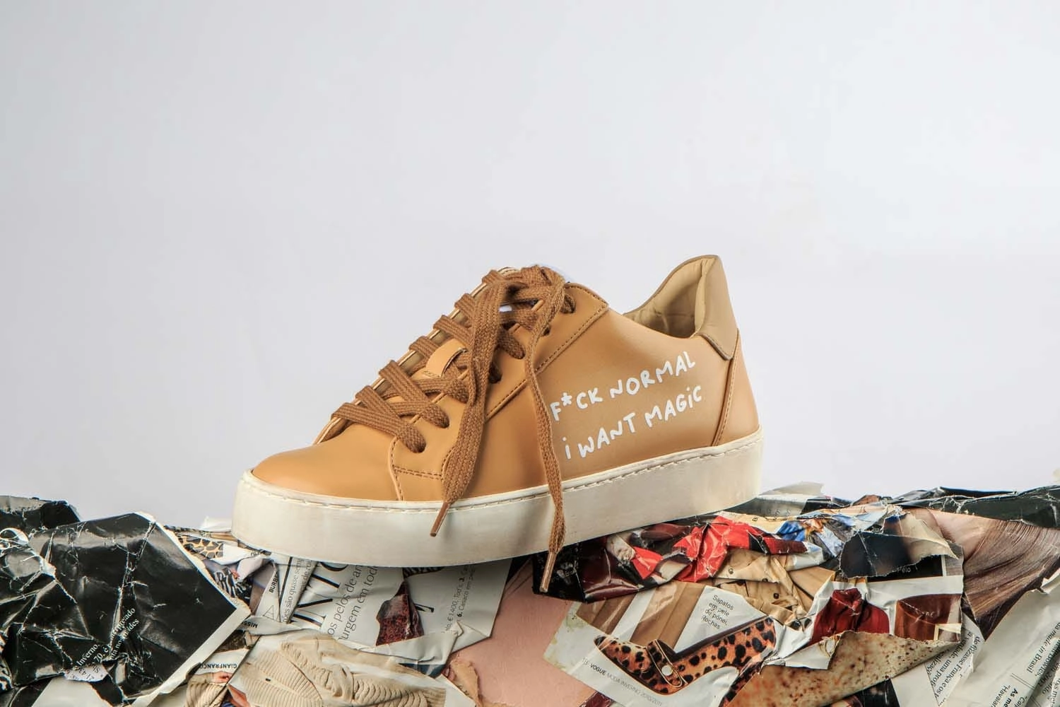 My Tennis F*ck Normal Vegan Apple Leather Sneakers | Camel