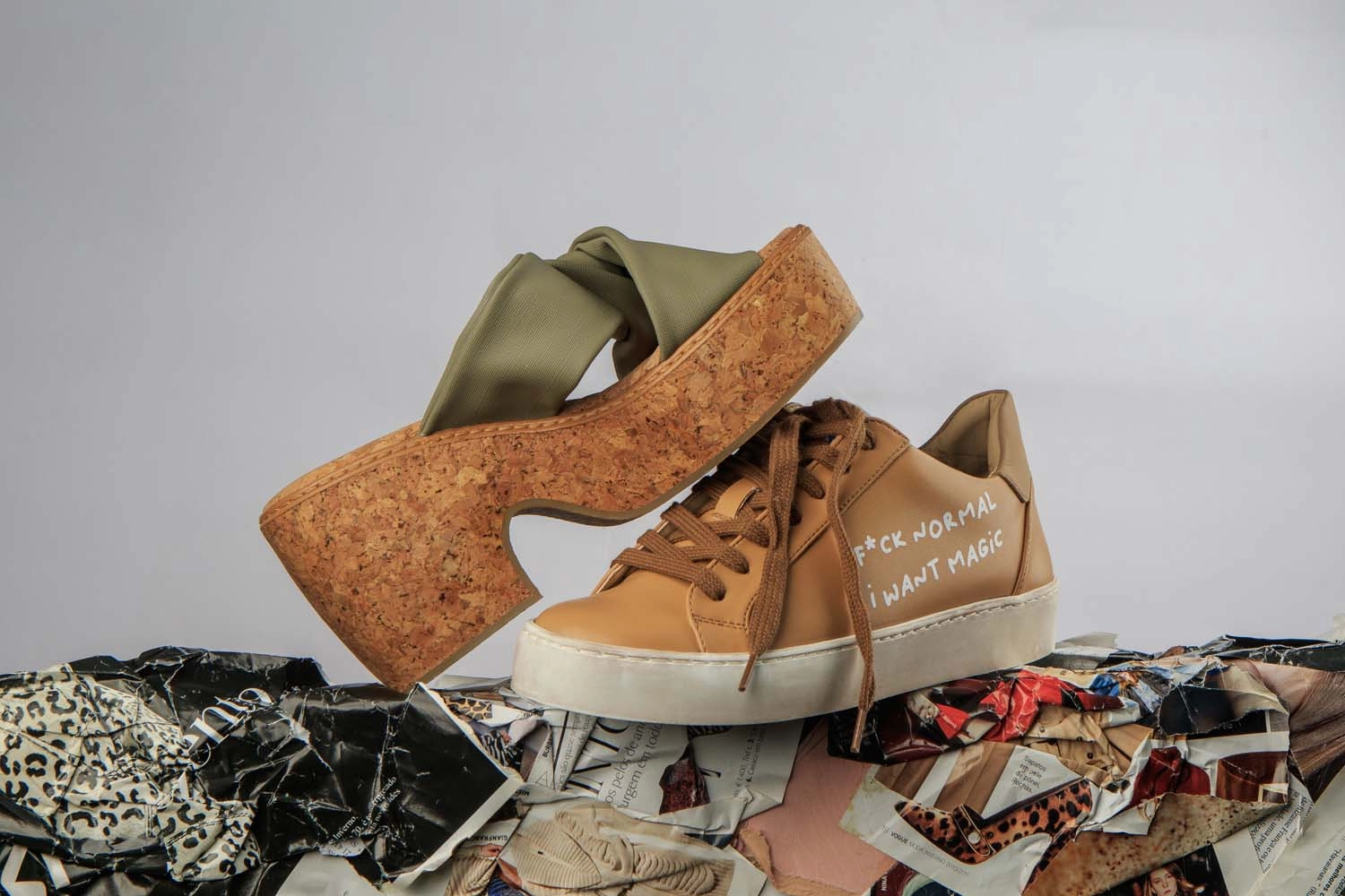 My Tennis F*ck Normal Vegan Apple Leather Sneakers | Camel