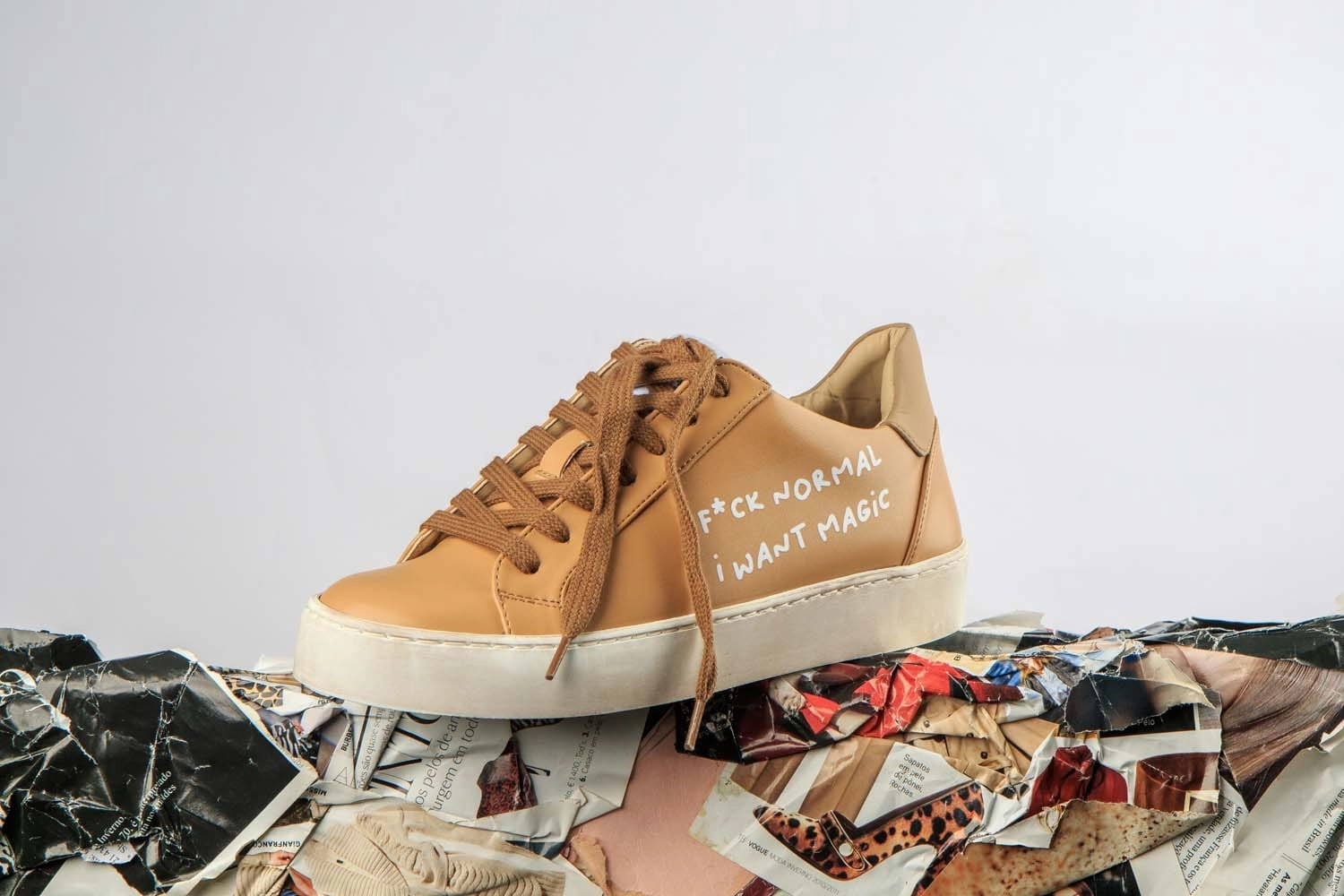 My Tennis F*ck Normal Vegan Apple Leather Sneakers | Camel