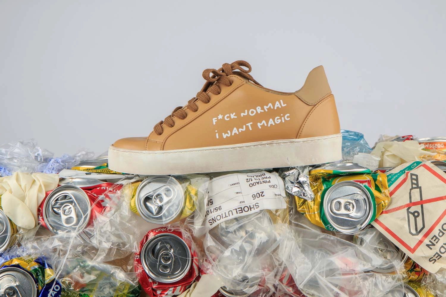 My Tennis F*ck Normal Vegan Apple Leather Sneakers | Camel