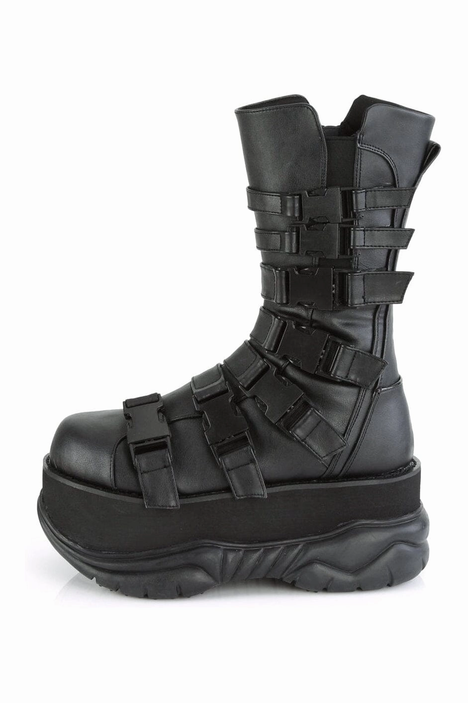 NEPTUNE-210 Black Vegan Leather Knee Boot